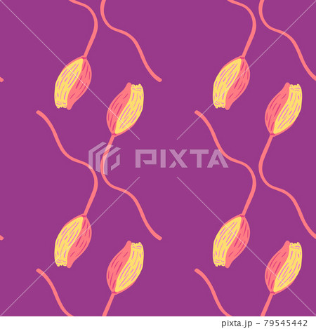 Abstract seamless pattern with decorative poppy bud flower shapes. Abstract seamless pattern with decorative poppy bud flower shapes. 79545442