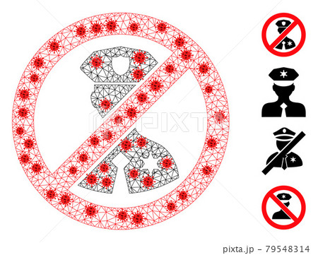 Polygonal Carcass No Police Officer Icon with Infectious Nodes 79548314