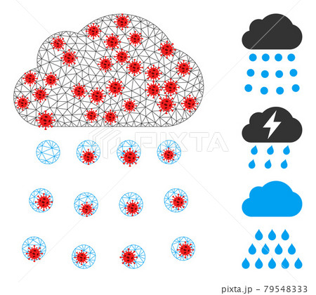 Polygonal Mesh Rain Cloud Icon with Covid Centersのイラスト素材 [79548333] - PIXTA