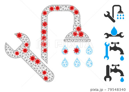 Polygonal Network Plumbing Icon with Covid Centers Polygonal Network Plumbing Icon with Covid Centers 79548340