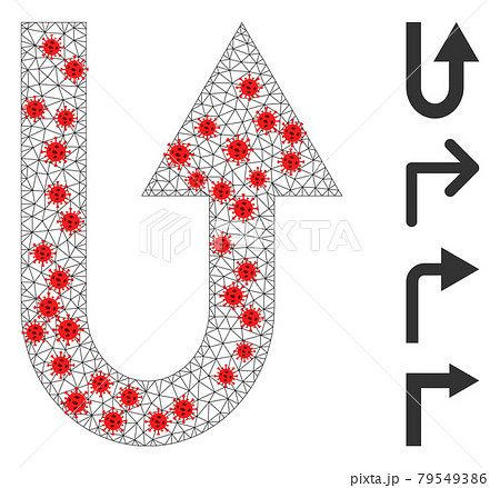 Polygonal Network Turn Forward Pictogram with Pathogen Centers 79549386