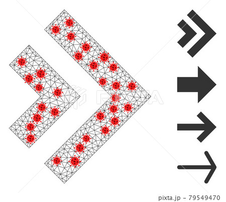 Polygonal Mesh Shift Right Icon with Virus Centers 79549470