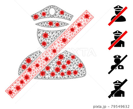Polygonal Network Wrong Police Man Pictogram with Infection Nodes 79549632