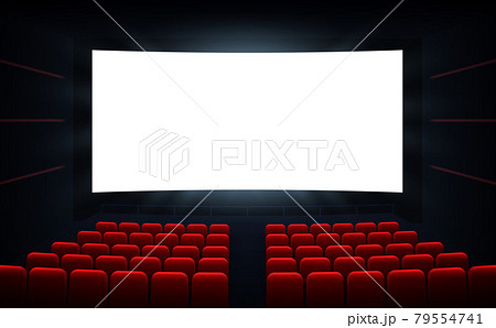 Cinema screen with red seats  79554741