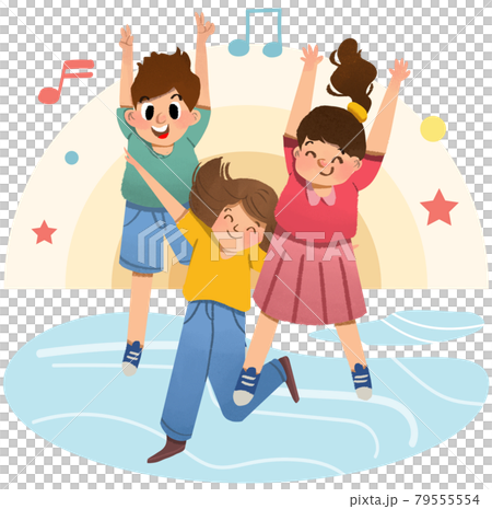 Happy Kids Playing set watercolor 79555554
