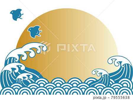 Sea Wave Plover Japanese Pattern Qinghai Wave Stock Illustration
