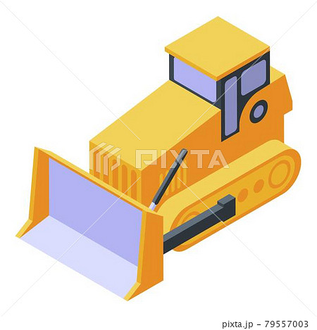 Bulldozer Cawler Machine Icon Isometric Styleのイラスト素材
