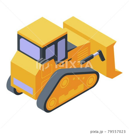 Yellow bulldozer icon, isometric style 79557023