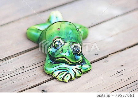 パステル調　”ゆったりくつろぐカエル”　イラストイメージ 79557061