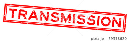 Grunge red transmission word square rubber seal stamp on white background 79558620