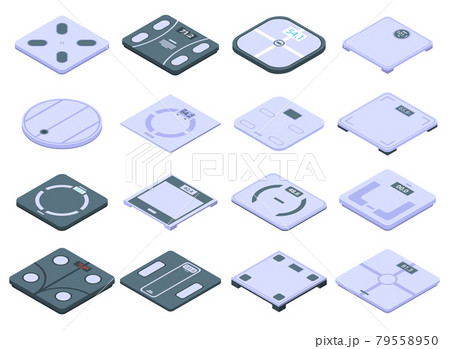 Smart scales icons set, isometric style 79558950