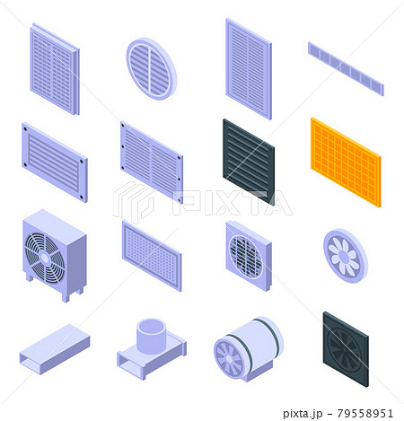 Ventilation icons set, isometric style 79558951