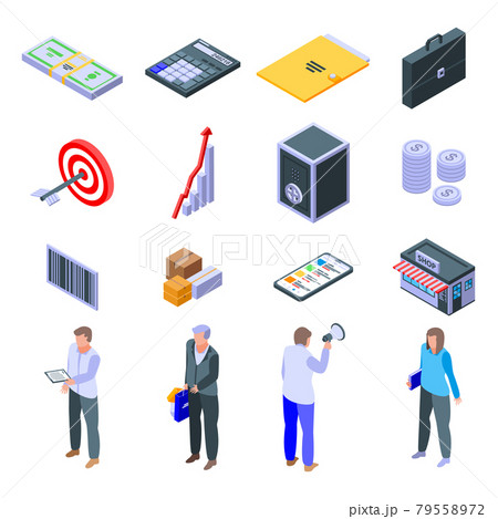 Purchasing manager icons set, isometric style 79558972