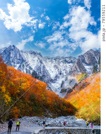 紅葉と冠雪の一ノ倉沢(縦) 紅葉と冠雪の一ノ倉沢(縦) 79559211