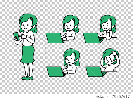 スキマ時間を活用する主婦のイラスト素材 スキマ時間を活用する主婦のイラスト素材