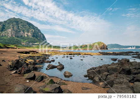 Sanbangsan Mountain and Yongmeori Beach, Jeju Olle Trail in Jeju Island, Korea 79563182