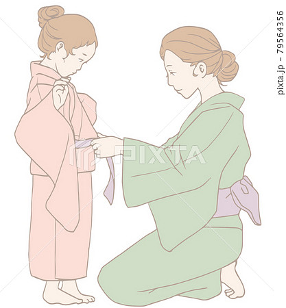子どもの浴衣の着付け（パステルカラー） 79564356