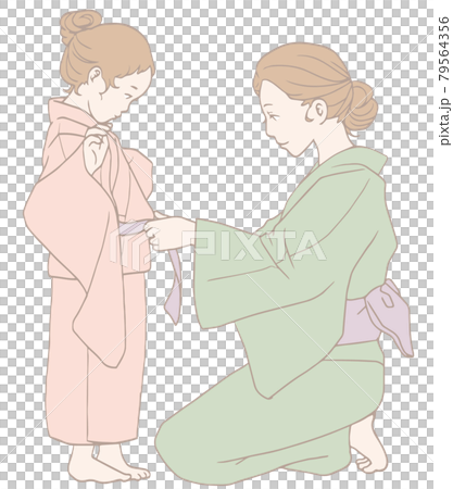 穿著兒童浴衣（柔和的顏色） 79564356