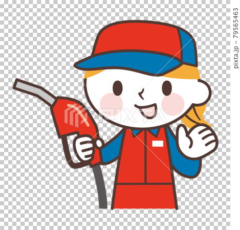 Cute female character of gas station staff 79565463