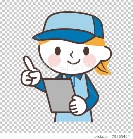 指差し確認する女性のかわいいキャラクター 指差し確認する女性のかわいいキャラクター 79565464