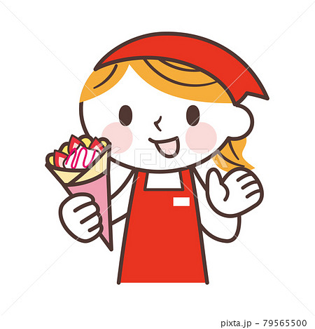 クレープを販売する女性のかわいいキャラクター 79565500