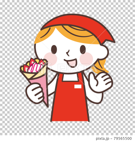 クレープを販売する女性のかわいいキャラクター 79565500