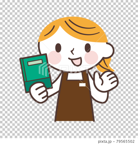 本屋の店員の女性のかわいいキャラクターのかわいいキャラクターのイラスト素材