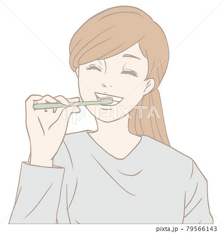 歯みがきをする女性（パステルカラー） 79566143