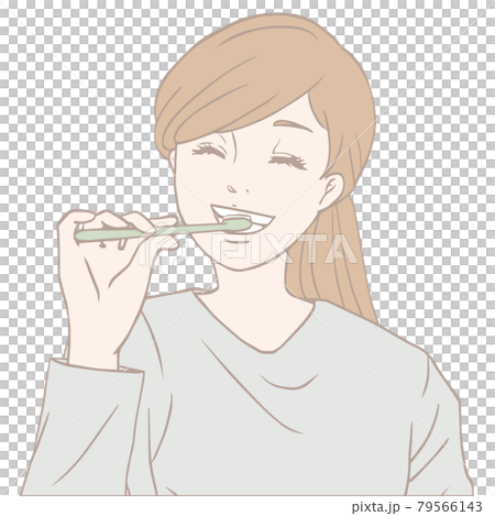 歯みがきをする女性（パステルカラー） 79566143
