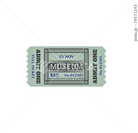 Full entry ticket to history museum isolated card 79571243