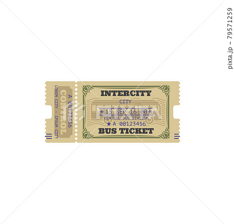 Ticket on bus city transport isolated retro coupon 79571259