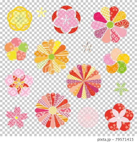 和柄で作った和の花 セット 79571415