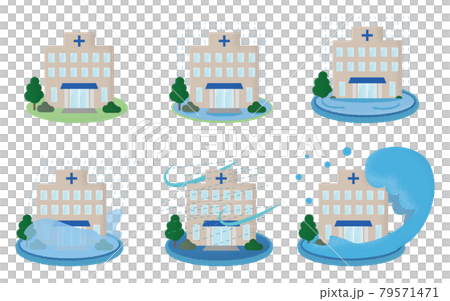 Vector illustration set for hospitals suffering from floods Vector illustration set for hospitals suffering from floods 79571471