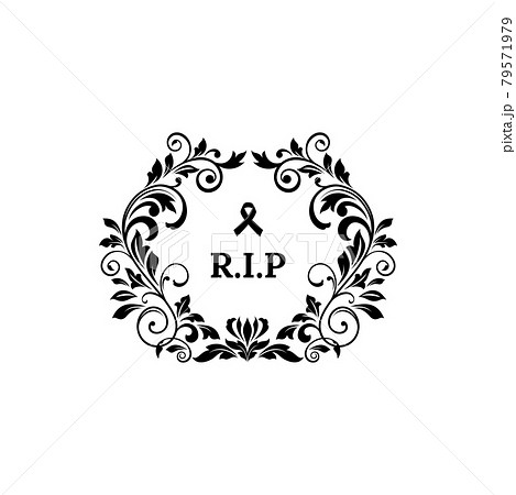 Rest in peace floral funeral with rip isolated 79571979