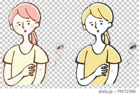 昆蟲叮咬蚊子女性插畫 昆蟲叮咬蚊子女性插畫 79572390