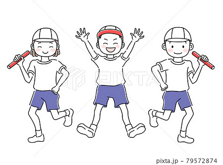 体操服の男子と女子　運動会 79572874