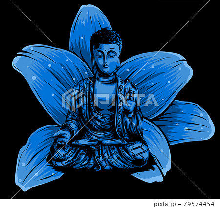Buddha sitting on a lotus background vector illustartion Buddha sitting on a lotus background vector illustartion 79574454
