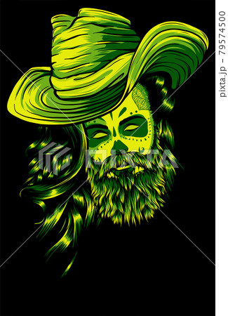 Bearded Cowboy In A Hat Cool American Manのイラスト素材