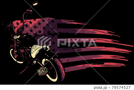 chopper motorcycle with american flag vector illustration chopper motorcycle with american flag vector illustration 79574527