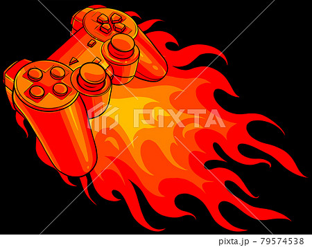 game pad with a fire for gaming vector game pad with a fire for gaming vector 79574538