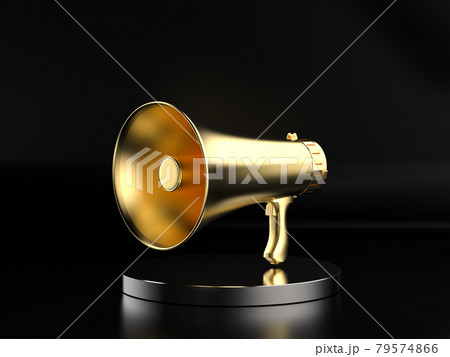 golden megaphone on stage 79574866