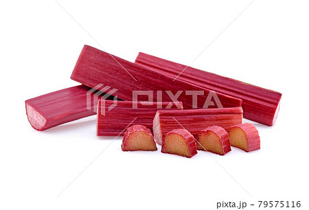 Rhubarb stalks on a white background Rhubarb stalks on a white background 79575116