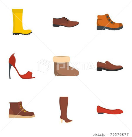 Footgear icons set, flat style 79576377