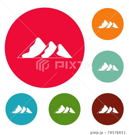 Travel to mountain icons circle set vector 79576651