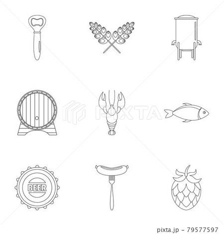 Street snack icons set, outline style 79577597