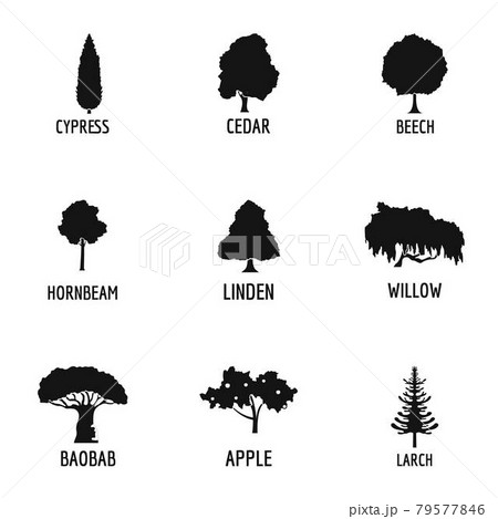 Wood industry icons set, simple style 79577846
