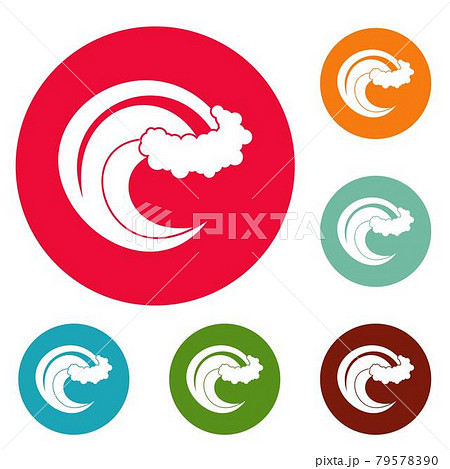Wave storm icons circle set vector 79578390