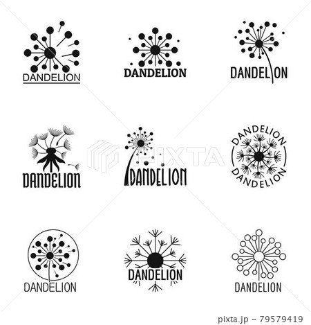 Dandelion bloom icons set, simple style 79579419