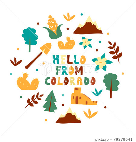 USA collection. Hello from Colorado theme. State Symbols 79579641