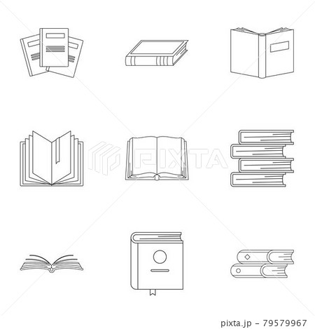 Tome icons set, outline style Tome icons set, outline style 79579967